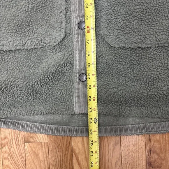 Zara Green Crop Sherpa Faux Fur Fleece Jacket With Corduroy Details Size Medium - Picture 9 of 11